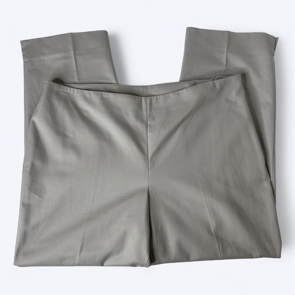 St John Ankle Slit Trouser Pants Womens Sz 14 Light Gray Minimalist Quiet Luxury